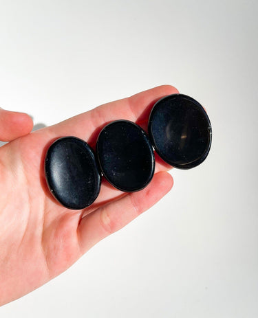 Black Obsidian Worry Stone Black Obsidian Halo Quartz